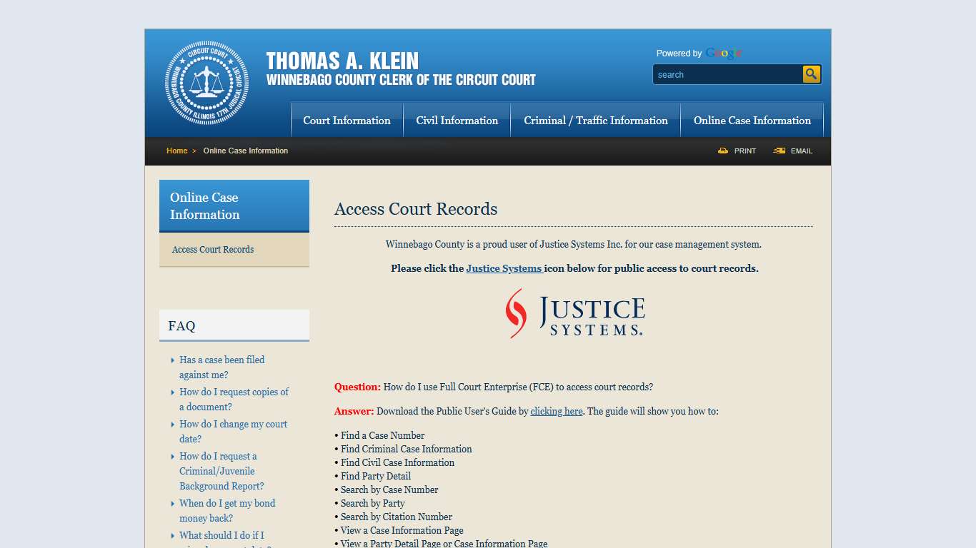 Access Court Records - Online Case Information | Winnebago County 17 Judicial Circuit Clerk Design